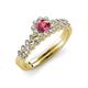 3 - Amabel Rhodolite Garnet and Diamond Halo Bridal Set Ring 