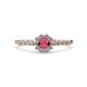 1 - Amabel Rhodolite Garnet and Diamond Halo Bridal Set Ring 