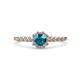 1 - Amabel London Blue Topaz and Diamond Halo Bridal Set Ring 