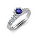 3 - Amabel Blue Sapphire and Diamond Halo Bridal Set Ring 