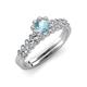 3 - Amabel Aquamarine and Diamond Halo Bridal Set Ring 