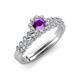 3 - Amabel Amethyst and Diamond Halo Bridal Set Ring 