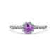 1 - Amabel Amethyst and Diamond Halo Bridal Set Ring 