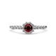 1 - Amabel Red Garnet and Diamond Halo Bridal Set Ring 