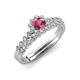 3 - Amabel Rhodolite Garnet and Diamond Halo Bridal Set Ring 