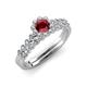 3 - Amabel Ruby and Diamond Halo Bridal Set Ring 