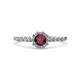 1 - Amabel Ruby and Diamond Halo Bridal Set Ring 