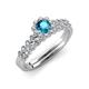 3 - Amabel London Blue Topaz and Diamond Halo Bridal Set Ring 