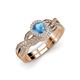 1 - Keyara 1.18 ctw Blue Topaz Accented Natural Diamonds Halo Bridal Set Ring  