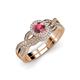 1 - Keyara 1.15 ctw Rhodolite Garnet Accented Natural Diamonds Halo Bridal Set Ring  
