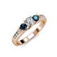 2 - Jamille Blue and White Diamond Three Stone with Side Diamond Ring 