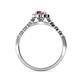 4 - Amabel Rhodolite Garnet and Diamond Halo Bridal Set Ring 