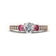 1 - Valene Diamond and Pink Tourmaline Three Stone Engagement Ring 