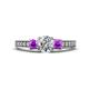 1 - Valene Diamond and Amethyst Three Stone Engagement Ring 