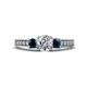 1 - Valene Blue and White Diamond Three Stone Engagement Ring 