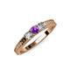2 - Reveka Amethyst and Diamond Three Stone Engagement Ring 