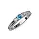 2 - Reveka London Blue Topaz and Diamond Three Stone Engagement Ring 