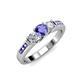 3 - Jamille Tanzanite and Diamond Three Stone with Side Tanzanite Ring 