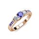 3 - Jamille Tanzanite and Diamond Three Stone with Side Tanzanite Ring 