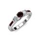 3 - Jamille Red Garnet and Diamond Three Stone with Side Red Garnet Ring 