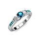 3 - Jamille London Blue Topaz and Diamond Three Stone with Side London Blue Topaz Ring 