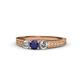 1 - Reveka Blue Sapphire and Diamond Three Stone Engagement Ring 