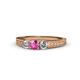 1 - Reveka Pink Sapphire and Diamond Three Stone Engagement Ring 