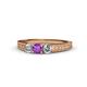 1 - Reveka Amethyst and Diamond Three Stone Engagement Ring 