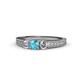 1 - Reveka London Blue Topaz and Diamond Three Stone Engagement Ring 