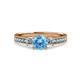 1 - Dzeni 1.39 ctw Blue Topaz and Side Natural Diamond with Accented Blue Topaz Three Stone Engagement Ring  