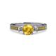 1 - Dzeni 1.30 ctw Citrine and Side Natural Diamond with Accented Citrine Three Stone Engagement Ring  