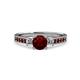1 - Dzeni 1.51 ctw Red Garnet and Side Natural Diamond with Accented Red Garnet Three Stone Engagement Ring  