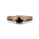 1 - Dzeni 1.46 ctw Black Diamond and Side Natural Diamond with Accented Black Diamond Three Stone Engagement Ring  