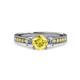 1 - Dzeni 1.41 ctw Yellow Sapphire and Side Natural Diamond with Accented Yellow Sapphire Three Stone Engagement Ring  