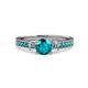 1 - Dzeni 1.39 ctw London Blue Topaz and Side Natural Diamond with Accented London Blue Topaz Three Stone Engagement Ring  