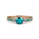 1 - Dzeni 1.39 ctw London Blue Topaz and Side Natural Diamond with Accented London Blue Topaz Three Stone Engagement Ring  