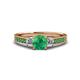 1 - Dzeni 1.23 ctw Emerald and Side Natural Diamond with Accented Emerald Three Stone Engagement Ring  