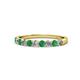 1 - Clara 2.70 mm Emerald and Diamond 10 Stone Wedding Band 