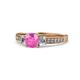 1 - Dzeni Pink Sapphire and Diamond Three Stone with Side Diamond Ring  