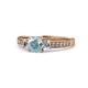 1 - Dzeni Aquamarine and Diamond Three Stone with Side Diamond Ring  