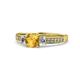 1 - Dzeni Citrine and Diamond Three Stone with Side Diamond Ring  