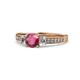 1 - Dzeni Rhodolite Garnet and Diamond Three Stone with Side Diamond Ring  