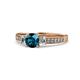 1 - Dzeni Blue and White Diamond Three Stone with Side Diamond Ring  