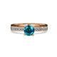 1 - Inez London Blue Topaz and Diamond Euro Shank Bridal Set Ring 