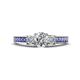 1 - Valene Diamond Three Stone with Side Tanzanite Ring 