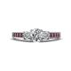 1 - Valene Diamond Three Stone with Side Pink Tourmaline Ring 