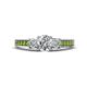 1 - Valene Diamond Three Stone with Side Peridot Ring 