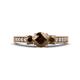 1 - Valene Smoky Quartz Three Stone with Side Diamond Ring 