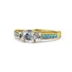 1 - Dzeni Diamond Three Stone with Side Blue Topaz Ring 