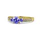1 - Dzeni Tanzanite Three Stone with Side Diamond Ring 